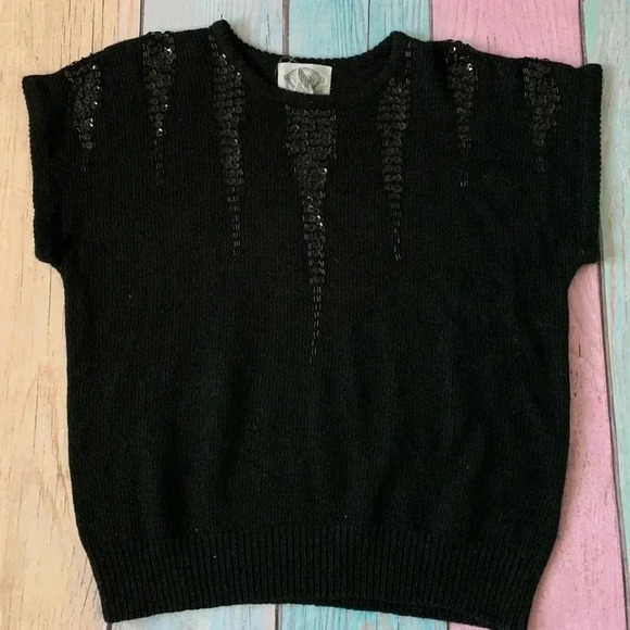 Black angora sweater top - Picture 2 of 6